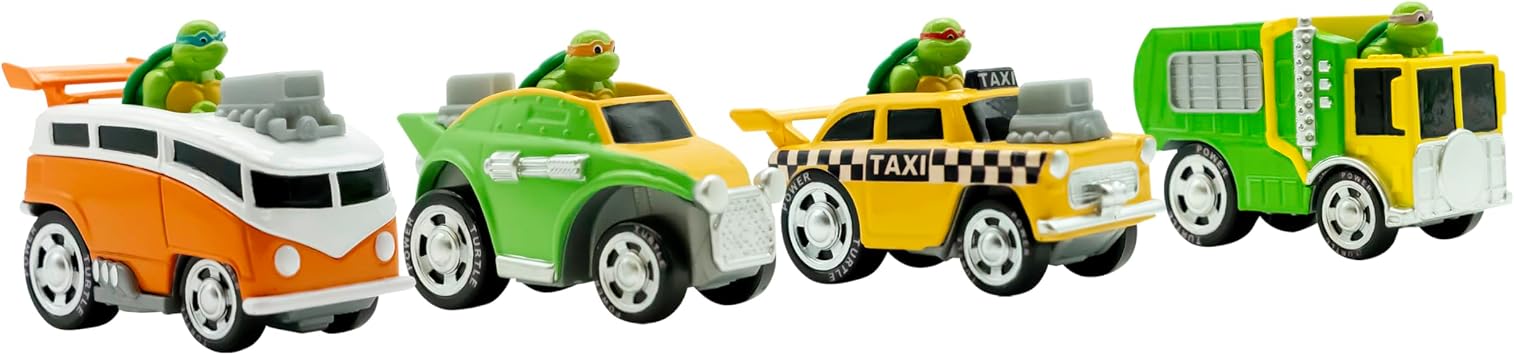 Teenage Mutant Ninja Turtles, 164th Diecast Shell Riders Set, Classic Styling, Leo, Raph, Donatello, and Mikey