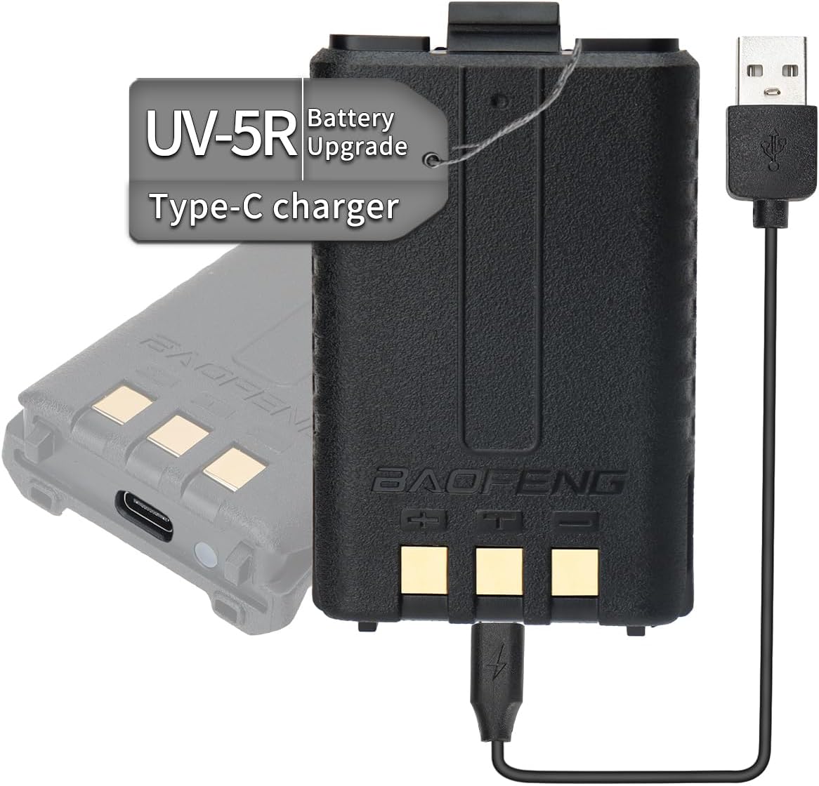 BAOFENGUV-5R Battery BL-5 1800mAh Battery Rechargeable Support Type-C USB Direct Charge for Walkie Talkie BaoFeng UV 5R,BF-F8HP,UV-5X3,GT-5R,UV-5RE Two Way Radio