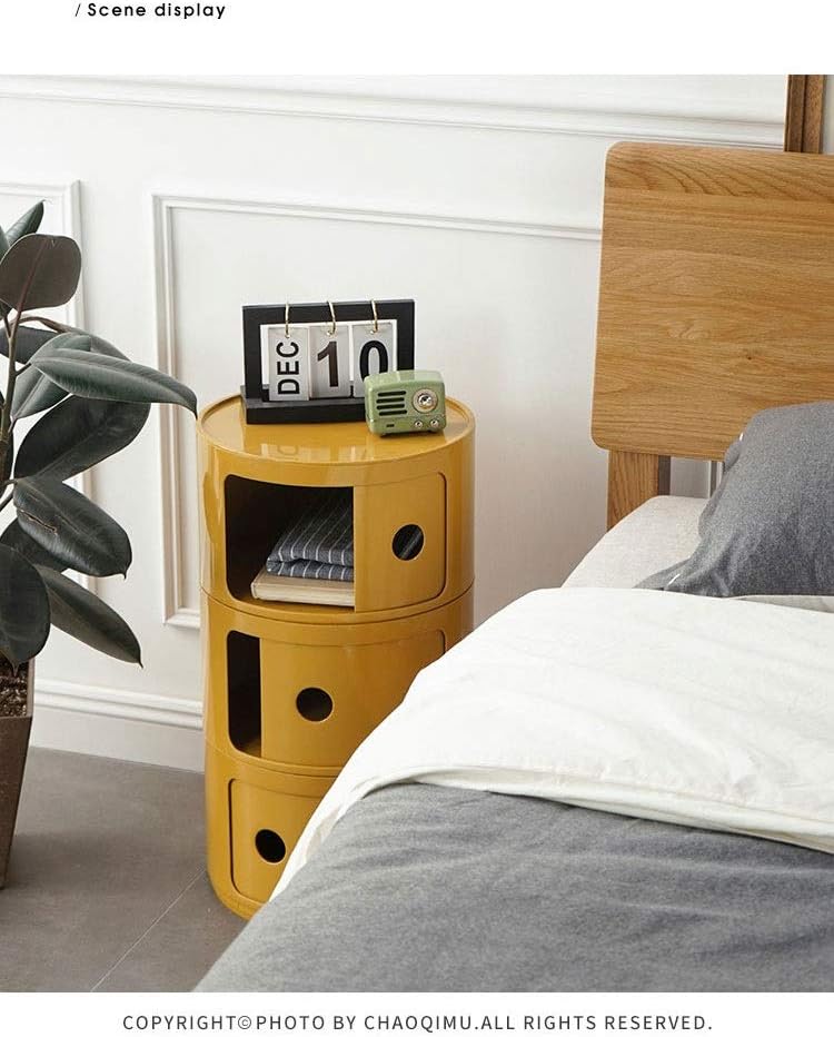 Side Table/End Table,Nordic BedModern Simple Round Small Cabinet Mini Creative Plastic Side Cabinet Multi-Layer Lockers Multicolor