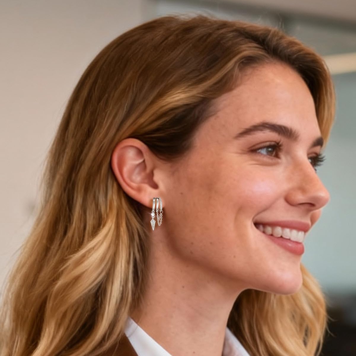 Clip On Earrings for Women Chain Moon Star Cross Hoop Dangle Earring No-Pierced Gold Silver - Image 6