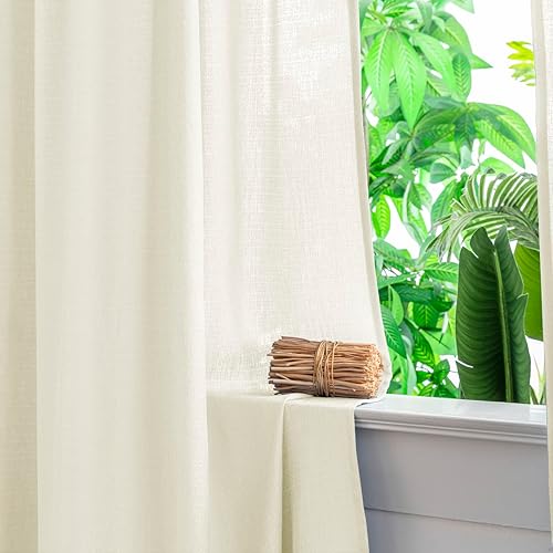 Miniatura 85 de Yancorp Khaki Kitchen Tier Curtains - 36 Inch Linen Textured Short Farmhouse Cafe Curtains for Small Windows in Bathroom or Laundry Room