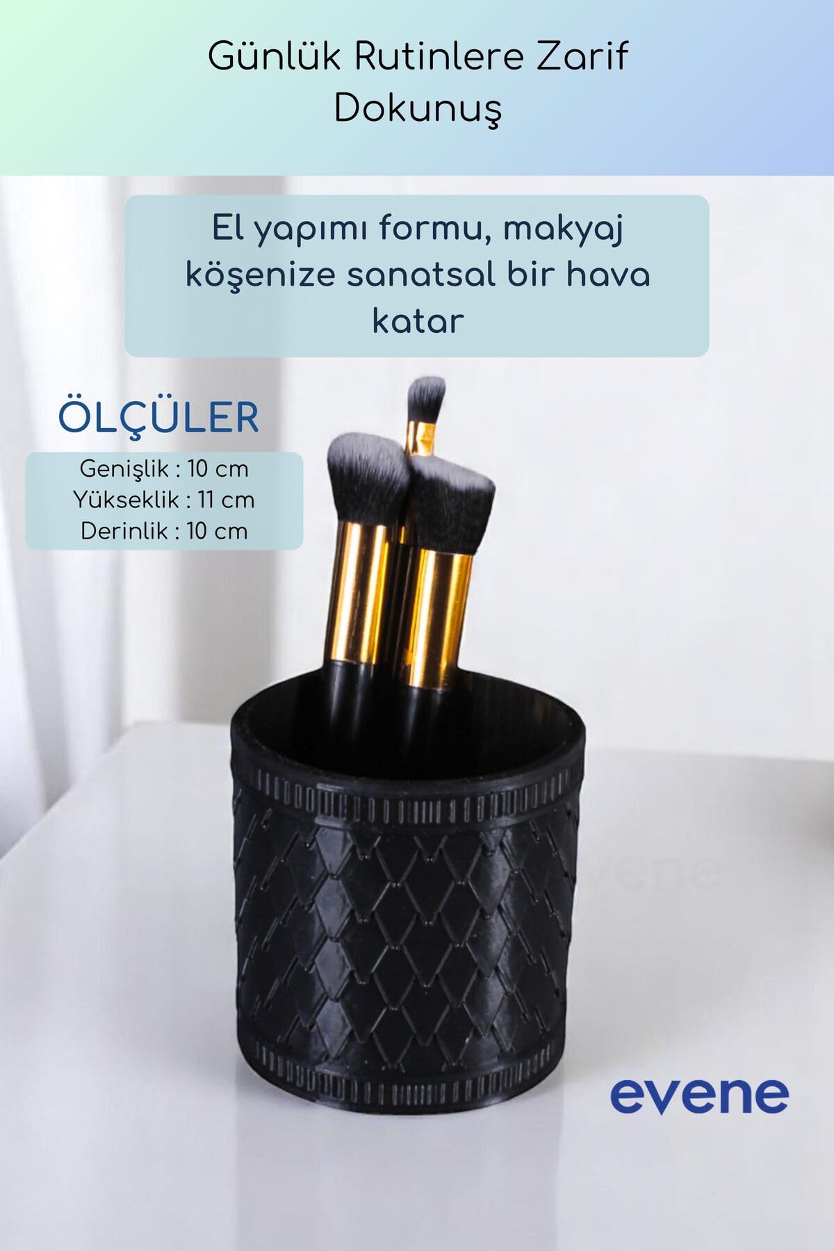 Evene Makyaj Organizeri Makyaj Fırçalığı Makyaj Organizer Düzenleyici Siyah Renk Model 87, ev.makyajorganizeri.m87