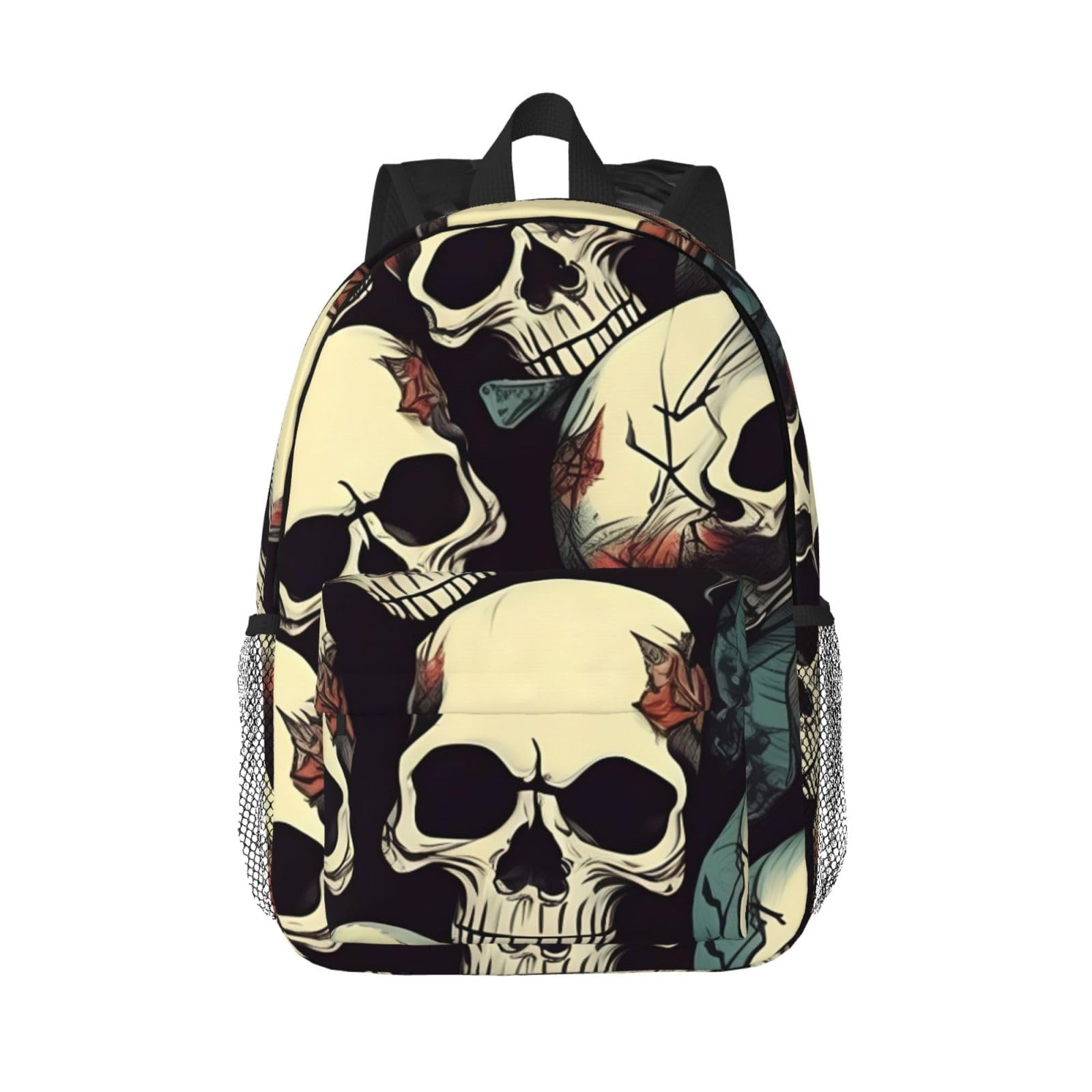 Oazcvbnn Unisex Black Skull Skeleton Print Convenience School Backpack Travel College Bookbag Teens Adults Daily Commutes