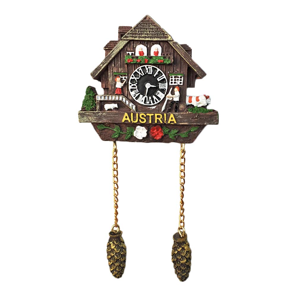 Wedarego Magnet 3D Austria Cuckoo Clock Refrigerator Fridge Tourist Souvenirs Handmade Resin Craft Ic Stickers Home Kitchen Decoration Travel Gift