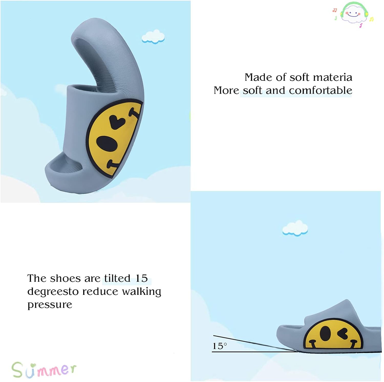 Guyarns Big Kids Cloud slides,Boys Girls Slides Non-slip Summer Beach Pool Shoes Toddler Cartoon Slides Sandals Indoor&Outdoor Garden Slippers Shower Shoes - Image 5