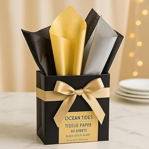 Miniatura 9 de Ocean Tides 60 hojas (14 x 20 pulgadas) de papel de regalo de Navidad, papel de seda de regalo a granel para manualidades, cumpleaños y vacaciones,