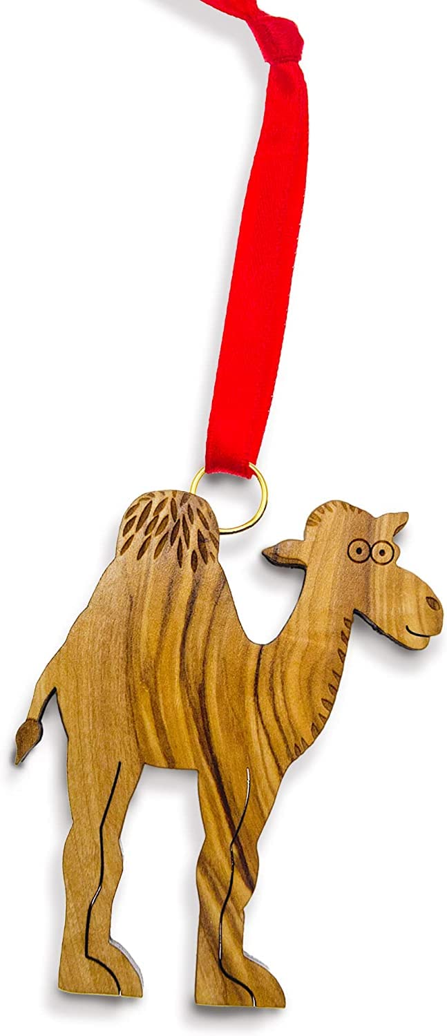 Latitudes from The Earth Standing Camel Ornament (3” x 2”), Olive Wood Christmas Ornament – Unique Christmas Tree Ornaments – Fair Trade Handmade Wood Tree Ornaments – Decorative Hanging Ornaments