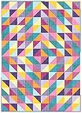 Connecting Threads Beginner Lap Throw Quilt Kit (40.5" x 56.5") - Half-Square Triangle Fun (Chambray Tonal)