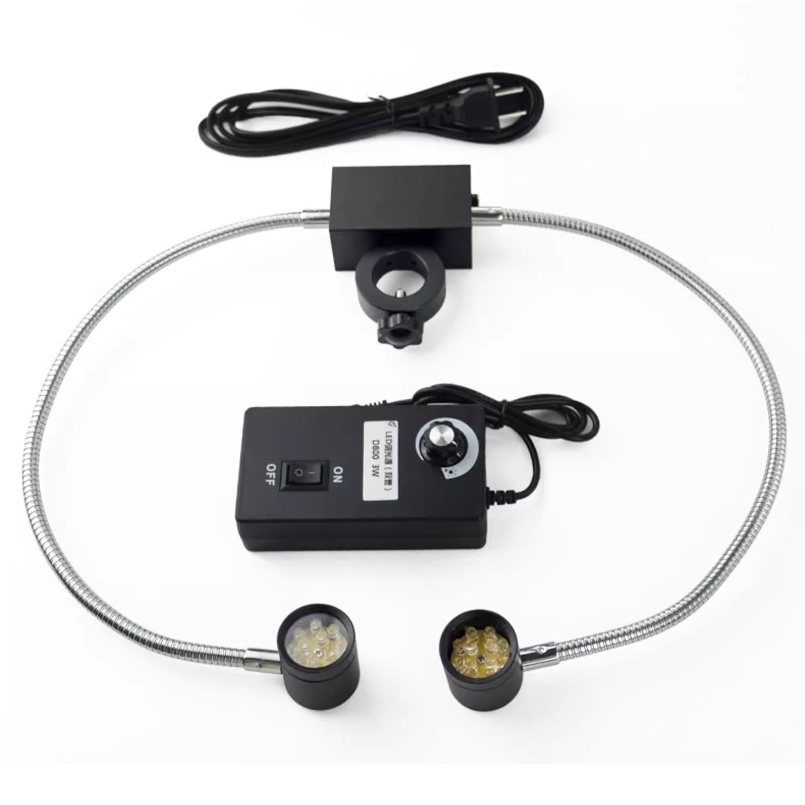 Lámpara LED para Microscopio, Luz De Relleno De Doble Cuello De Cisne, Brillo Ajustable Sin Escalonamientos, para Microscopios Estereoscópicos, Cámaras De Video