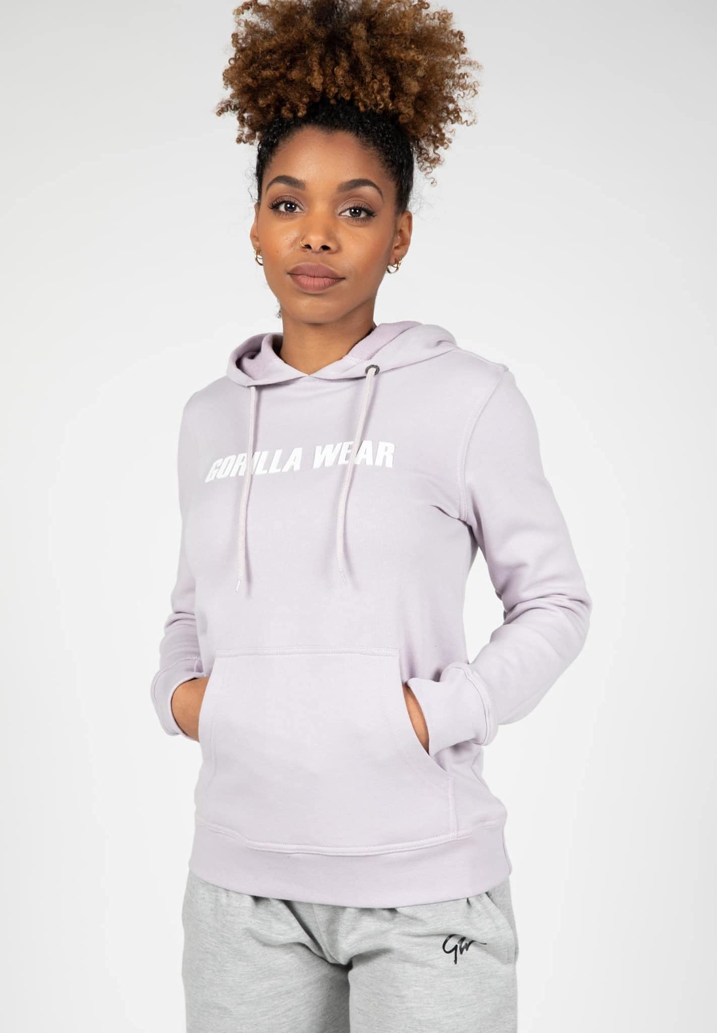 Gorilla Wear - Bluza z kapturem Charlotte – liliowa – bodybuilding sport czas wolny na co dzień, wygodna z nadrukiem logo z bawełny i poliestru optymalna swoboda ruchów