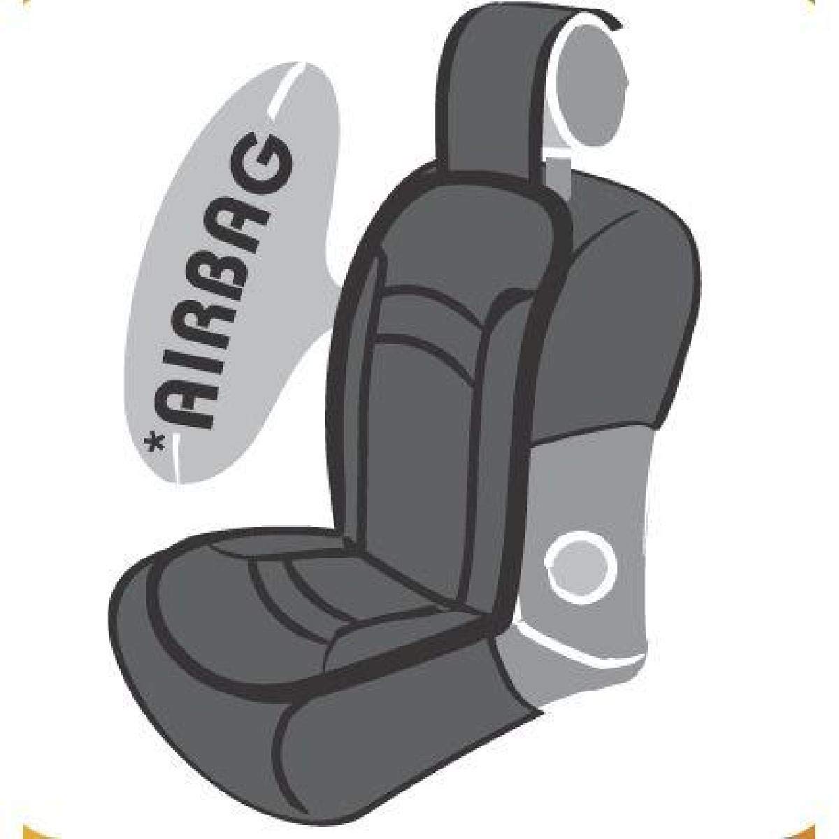 Couvre Siege Grand Confort Airbags Lateraux Maille Respirante avec Elasto System Gris