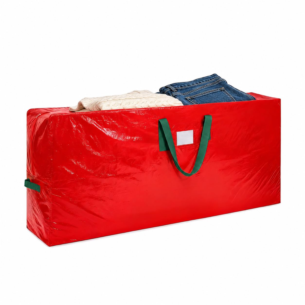 KRYSTY Christmas Tree Storage Bag - Fits Up to 7.5 Foot Xmas Holiday Tree, Zippered Bag, Carry Handles, Durable Waterproof Material, Protects Against Dust and Moisture, Red