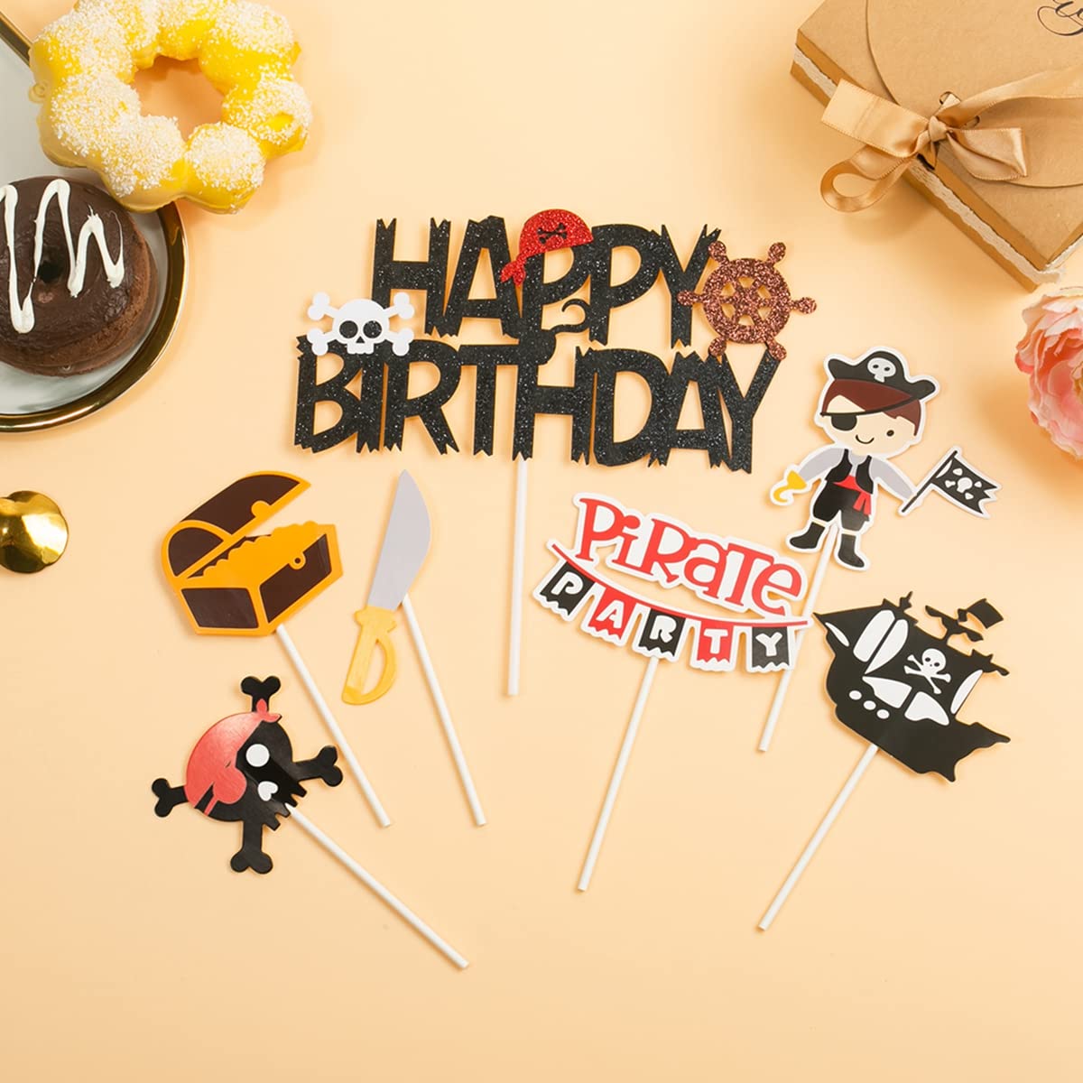 Décoration Gâteau Pirate - 24Pcs Décoration Anniversaire Pirate,Pirate