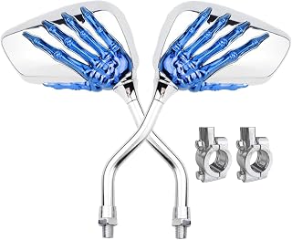 Pairs of Distinctive Skull Skeleton Hand Bicycle Mirror, Rearview Side Mirror Handlebar Mirror Mount Holder Clamp Adaptor 10mm for Scooter Moped Bike Standard Bike Motorcycle