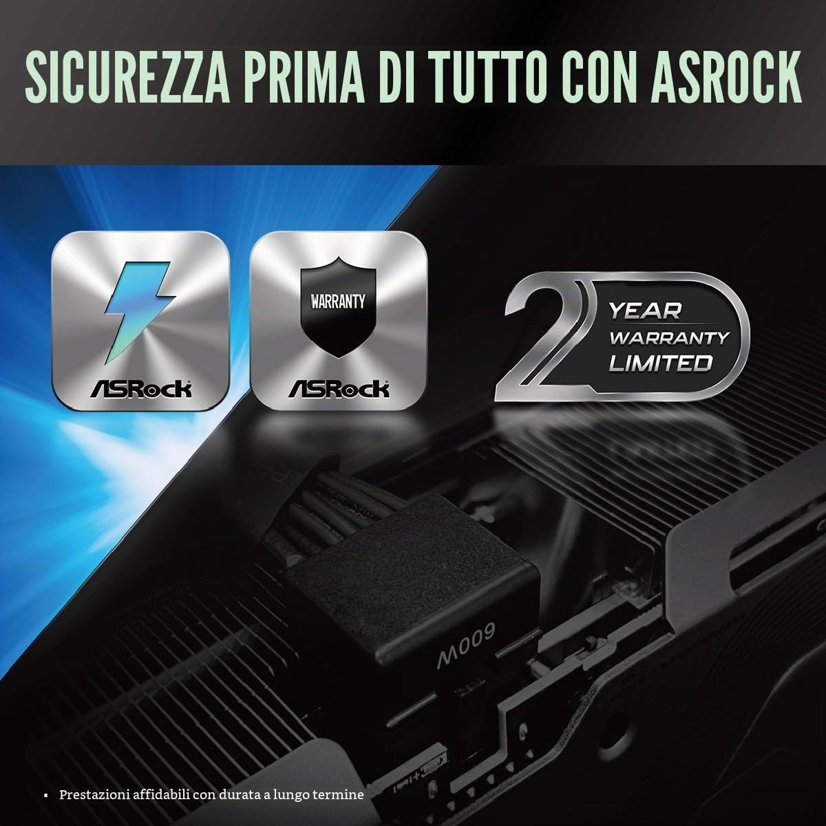 ASRock Cavo di alimentazione 12 V-2 x 6 600 W, conforme ATX 3.1 e PCIe 5.1, connettore GPU a forma di L, terminali HCS 16 AWG, per PSU ASRock Taichi/Phantom Gaming da 750 W +