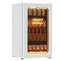 HCK Frigorifero per bevande da 98 l, 105 lattine mini frigorifero con porta in vetro