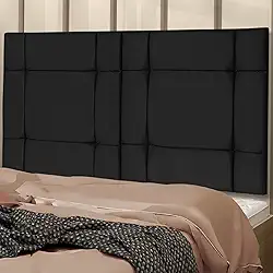 CABECEIRA CAMA CASAL BOX 140cm Estofada ELLEGANCY Preto