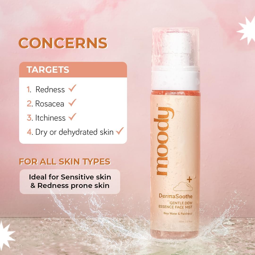 DermaSoothe Gentle Dew Essence Face Mist with Rice Water & Panthenol, Hydrating, 110ml