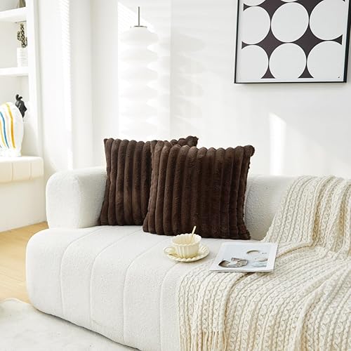 Miniatura 2 de Sunday Praise Juego de 2 fundas de almohada de felpa de piel sintética de doble cara de 18 x 18 pulgadas, fundas decorativas de almohada decorativas