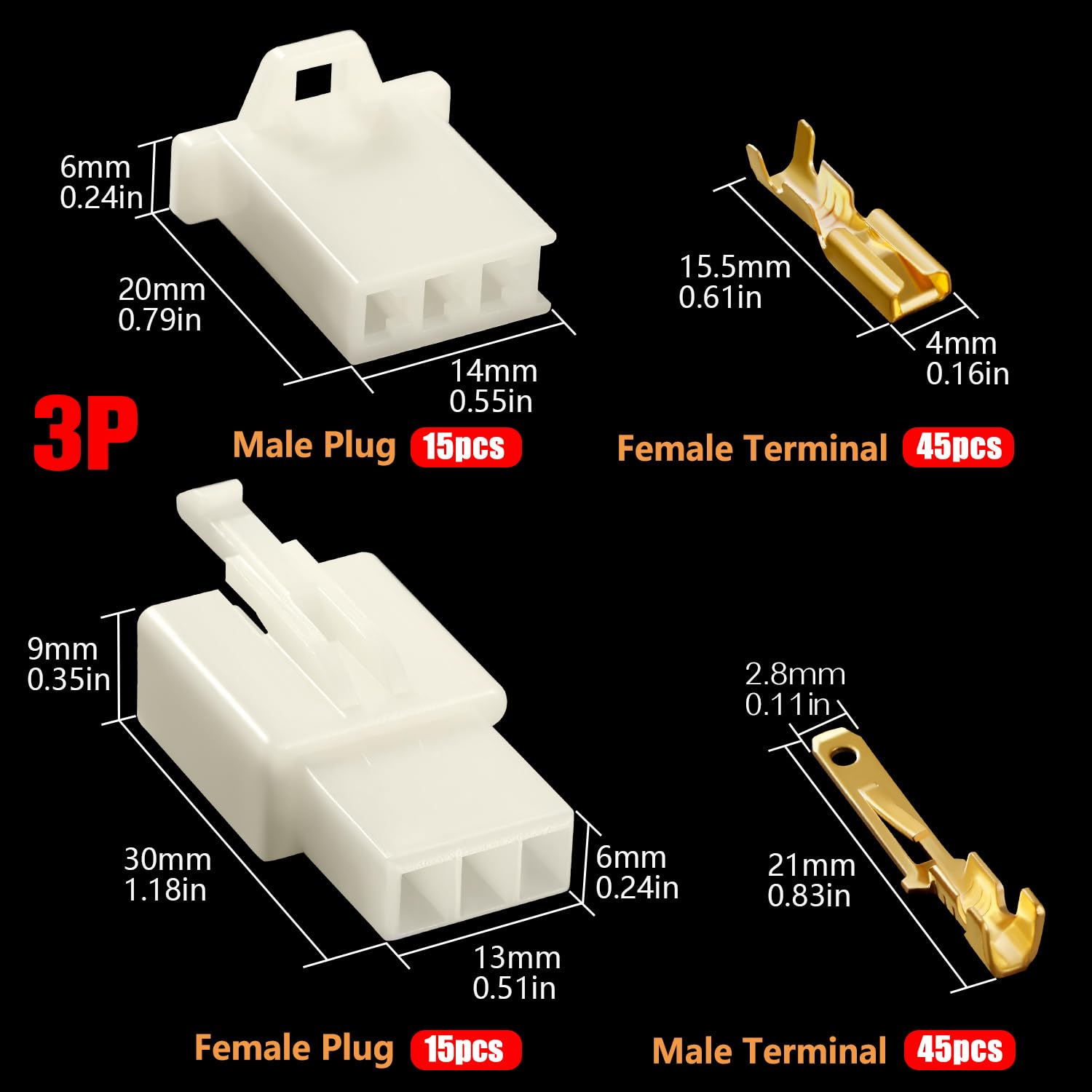 YIXISI 120 PCS 2.8mm 3 Pin Automotive Electrical Wire Connectors Kit - Image 2