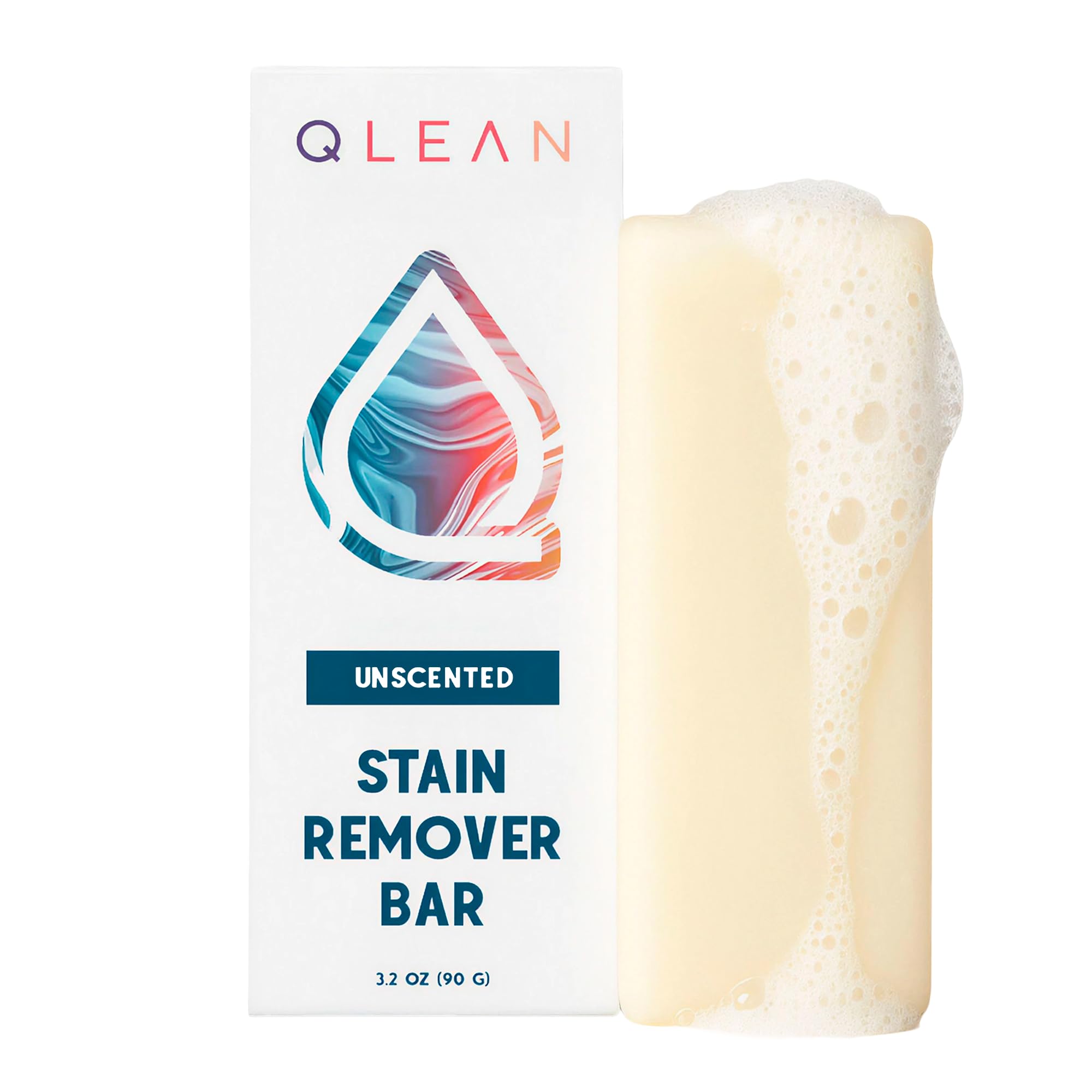 QLEAN Vegan Stain Remover Bar for Fabrics, Laundry Bar Soap for Clothes – Plant-Based, Travel-Friendly Stain Remover for Grease, Wine, Coffee, Grass &