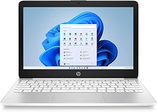 HP Stream Laptop 11-AK0053DX 11.6-inch Intel Celeron N4120 UHD Graphics 600 4GB RAM 64GB eMMC, Bluetooth Wi-fi USB C HDMI Webcam, Thin traditional Notebook Computer PC Windows 11 Home, White (Renewed)
