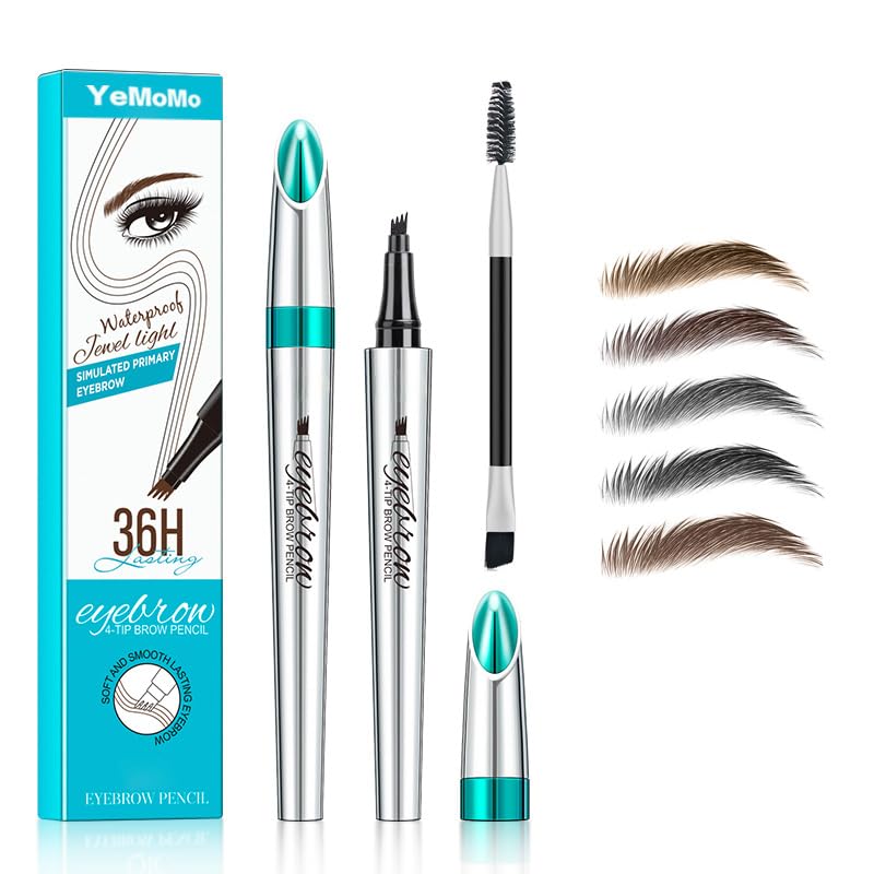 YeMoMo Lápiz de cejas impermeable, 36H de larga duración, maquillaje líquido profesional para cejas, 5 colores disponibles, diseño de punta en