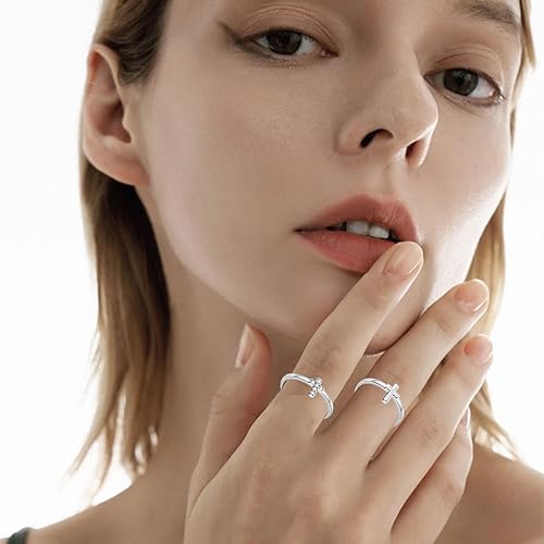 Miniatura 2 de Honsny 14K Gold Plated Stacking Rings Set for Women, Stackable Thumb Rings Thin Dainty Silver Rings for Women Wedding Eternity Band Simple Rose Gold