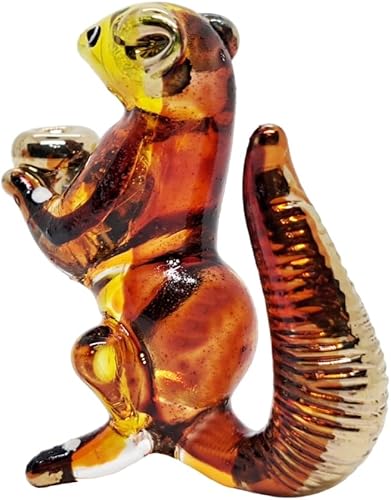 Miniatura 7 de WitnyStore Pequeña figura de ardilla dorada marrón de 1 pulgadas, figura miniatura de cristal soplado a mano, ardillas de ardillas, roedores de