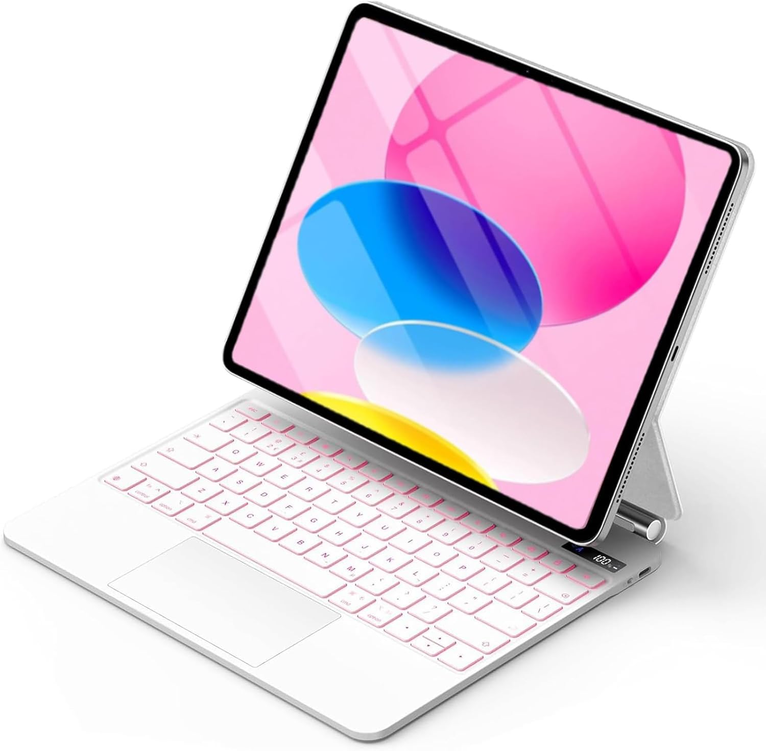 Magic Keyboard Case for iPad 11th (A16, 2025) & 10th Gen 2022, Keyboard Case for iPad 10.9" 10th/11 11th with Multi-Touch Trackpad, 7-Color Backlit Keys, Floating Cantilever Stand, LED Display, White