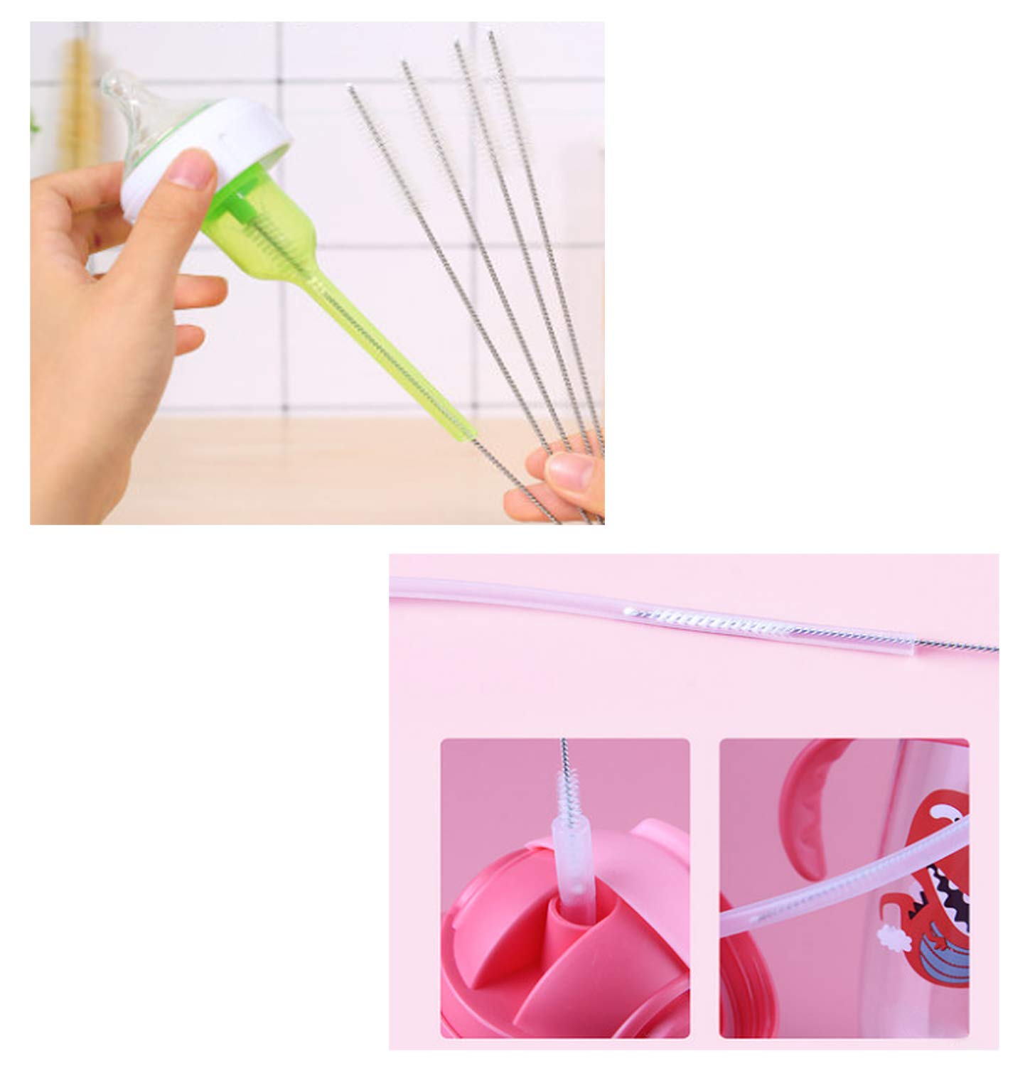 GLEAVI 10er-Pack Nylon-Reinigungsbürsten-Set – Für Strohhalme, Brillen, Tastaturen & Schmuck – 20 Cm Lang, 2–24 Mm Durchmesser, Flexibel & Weich