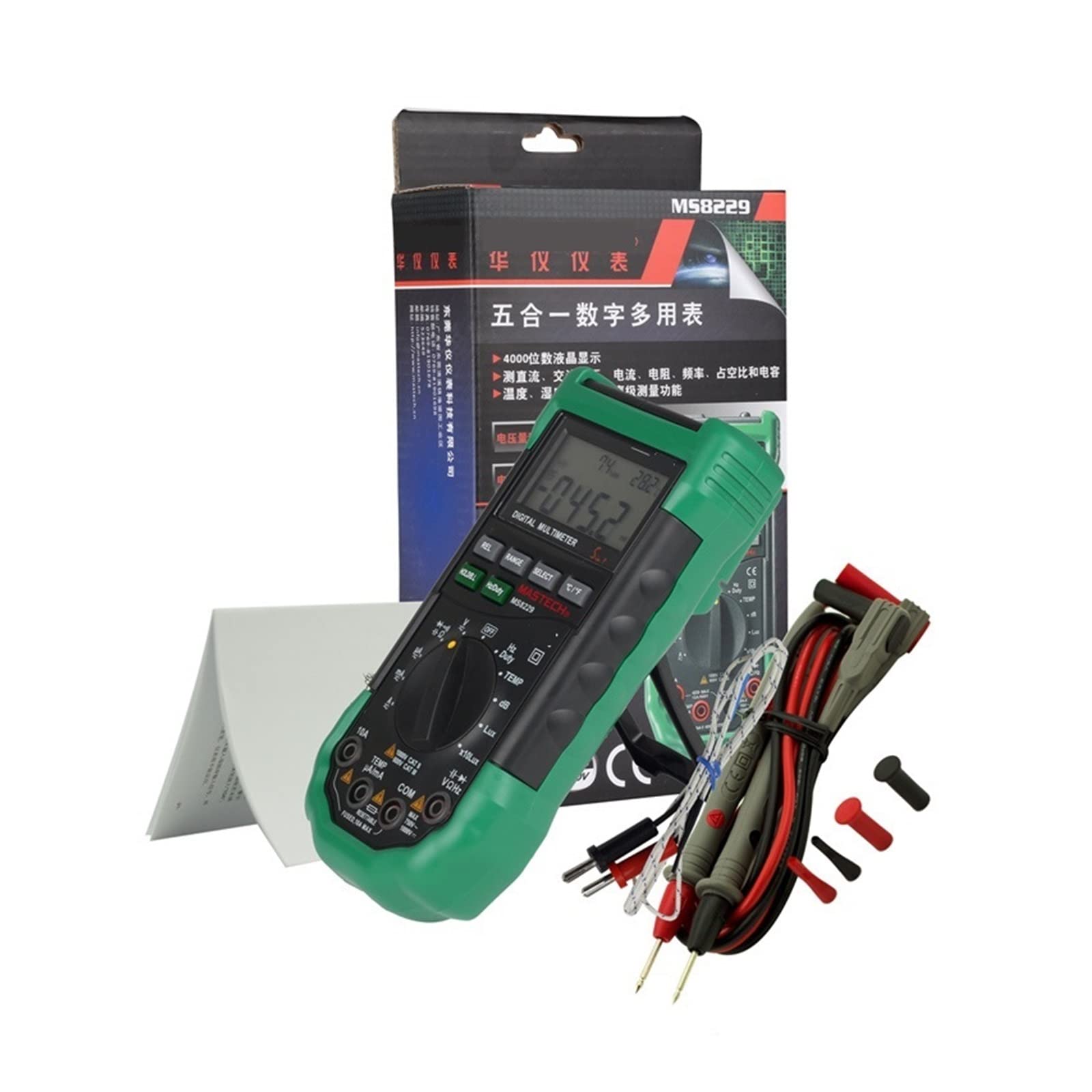 Multímetro Digital de rango automático MS8229 5 en 1 multifunción Lux nivel de sonido temperatura humedad probador medidor