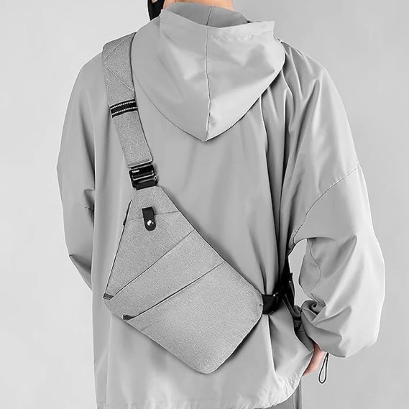 Sac Antivol Bandoulière Nylon Grande Capacité - Sac Poitrine Voyage Homme Femme Léger Et Sécurisé