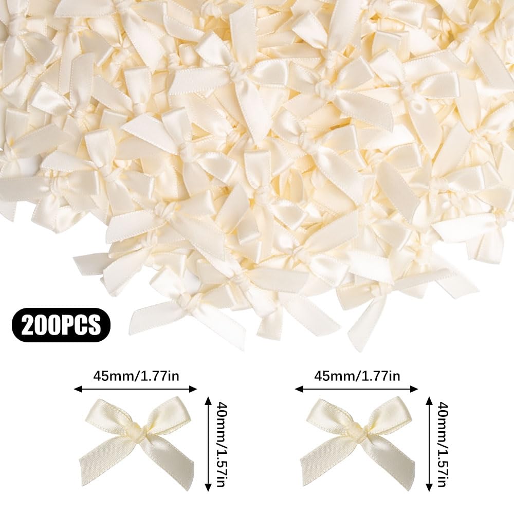 Nœuds Satin Avec élastique - Lot De 100, Blanc - Pour Mariage, DIY, Décorations