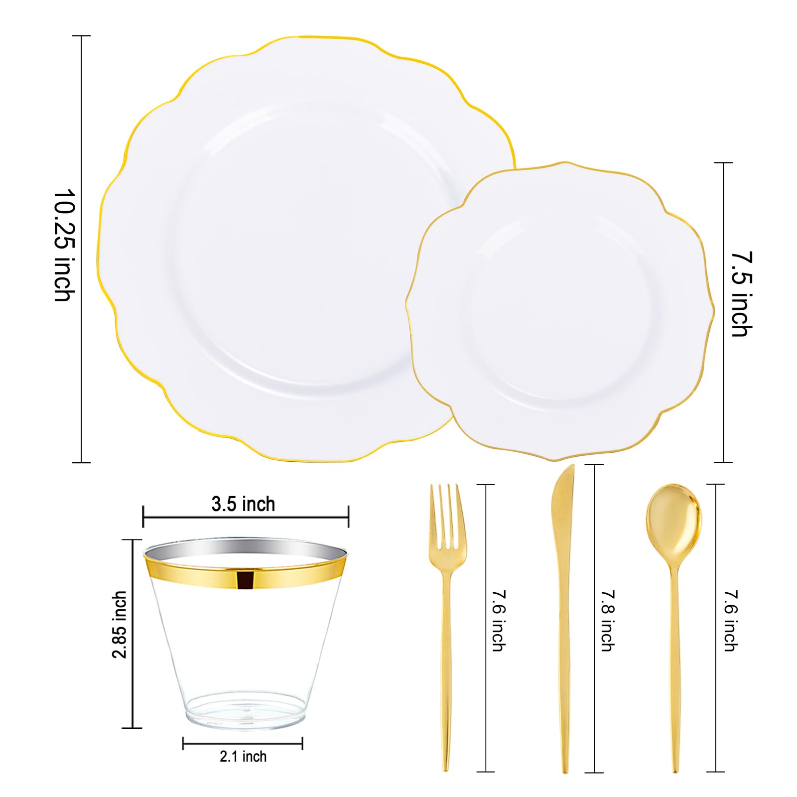 bUCLA White & Gold Disposable Plates - 180 Piece Set -2
