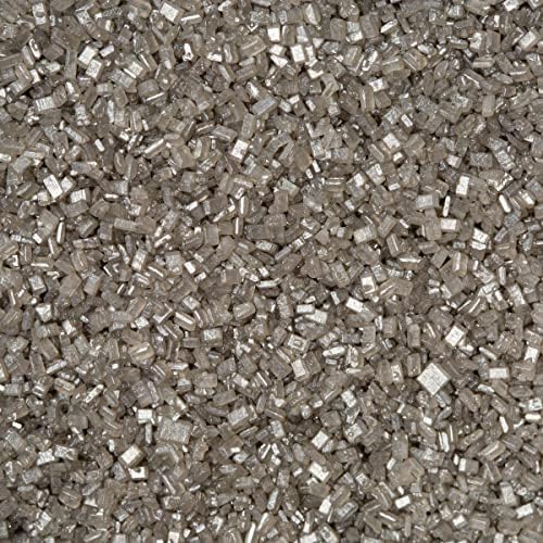 24 KARAT SILVER METALLIC Sugar Crystals - 4 oz shaker jar - Edible Sugar Sprinkles/Sanding Sugar for Cakes, Cupcakes, Cookies, Icing, Chocolate