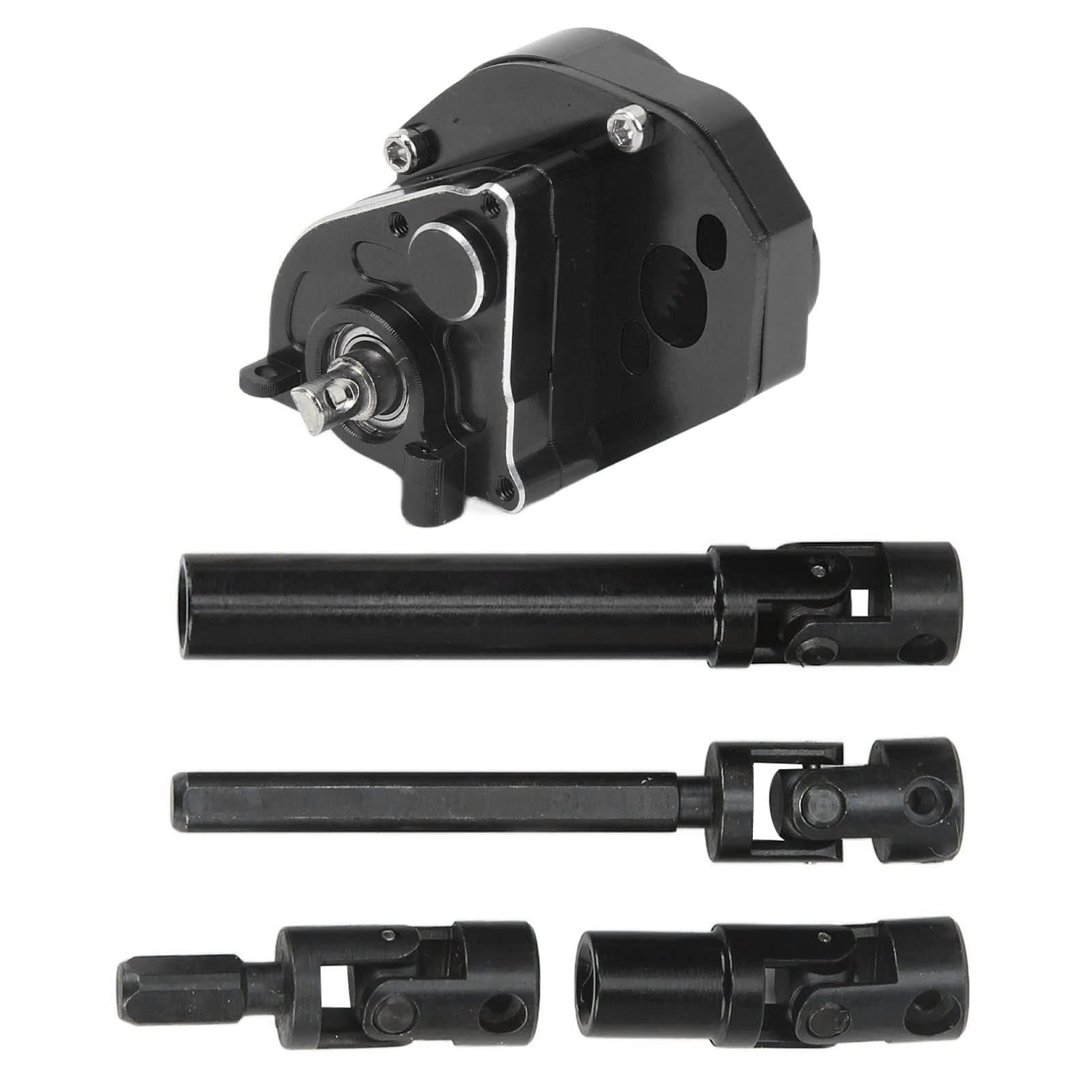RC Car Skrzynia biegów i zestaw wału napędowego - Znakomite akcesoria samochodowe RC ze stopu aluminium do osiowych samochodów SCX24 1/24 RC(Black)