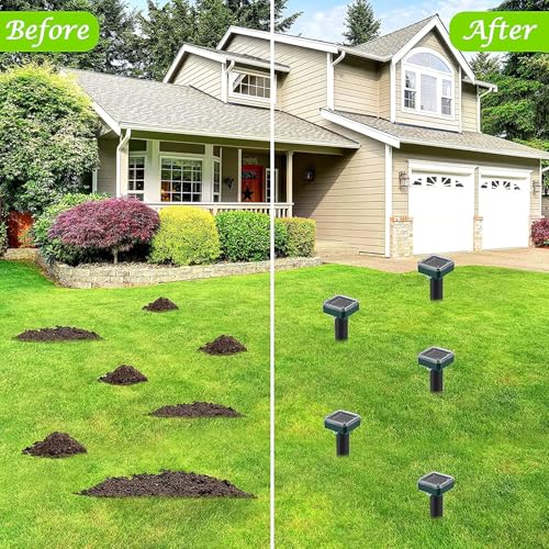 Repelente de toupeira movido a energia solar ao ar livre, repelente ultrassônico para gramado, repel