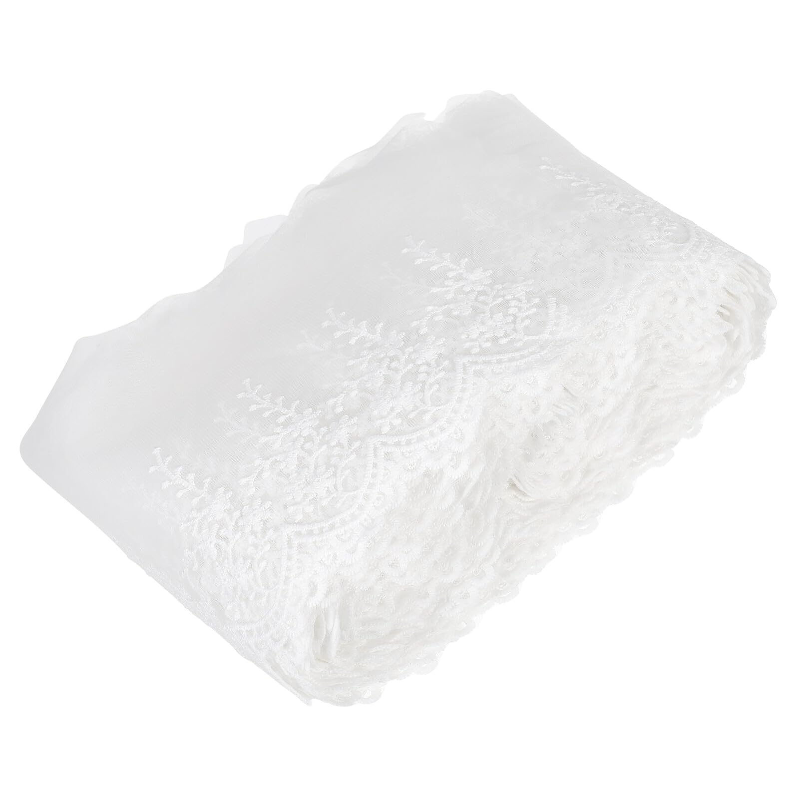SHINEOFI Nastro di Pizzo Bianco Ricamato in Seta di Latte Rotolo da 15 Iarde Decorazione per Cucito Accessori per Abbigliamento e Artigianato per Matrimoni e Feste