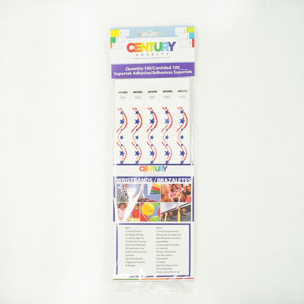 100 Stars & Stripes Tyvek Security Wristbands