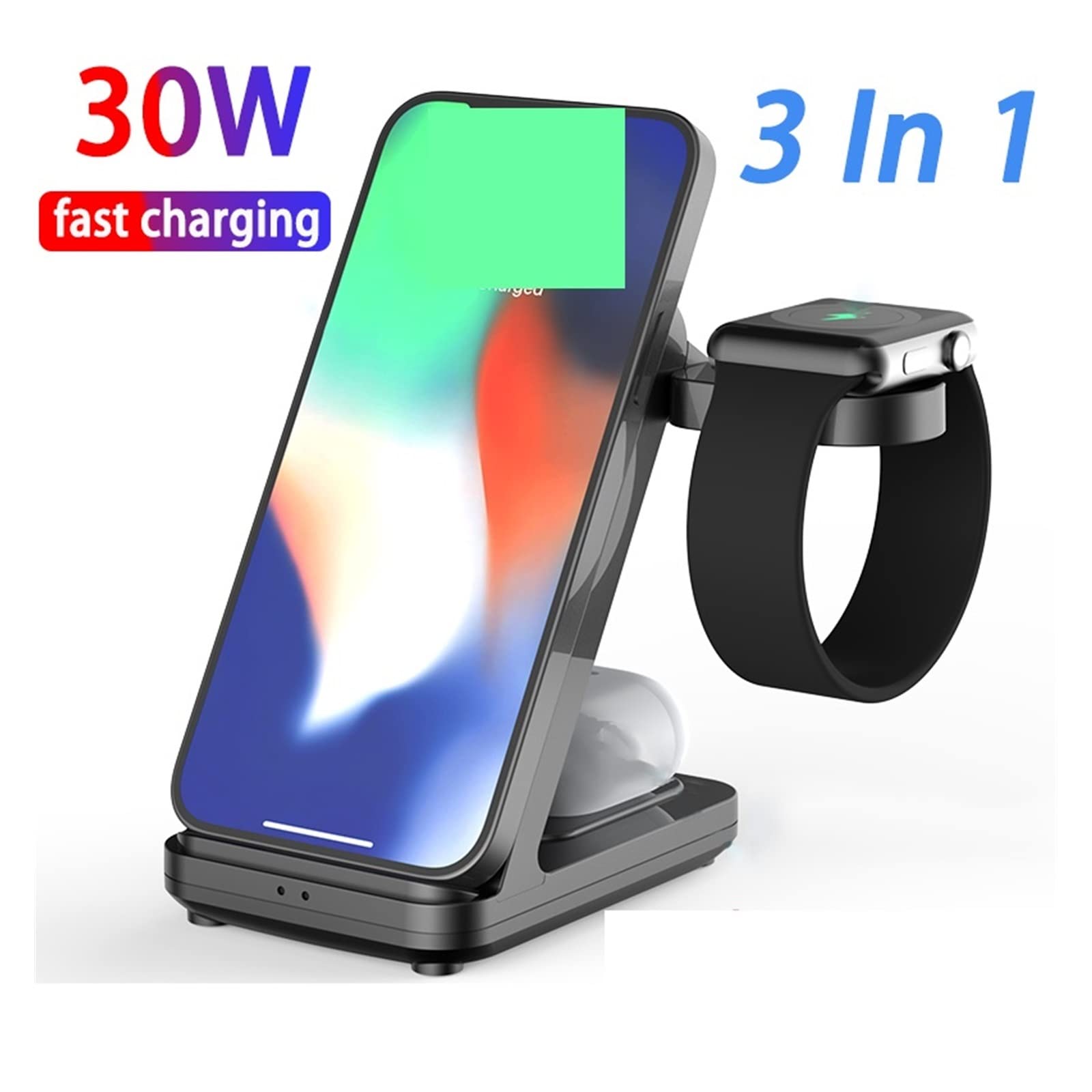 Support de Chargeur sans Fil, Support 3 en 1 for Station d'accueil Charge Rapide 30 W for Montre Compact et Puissant(-02)