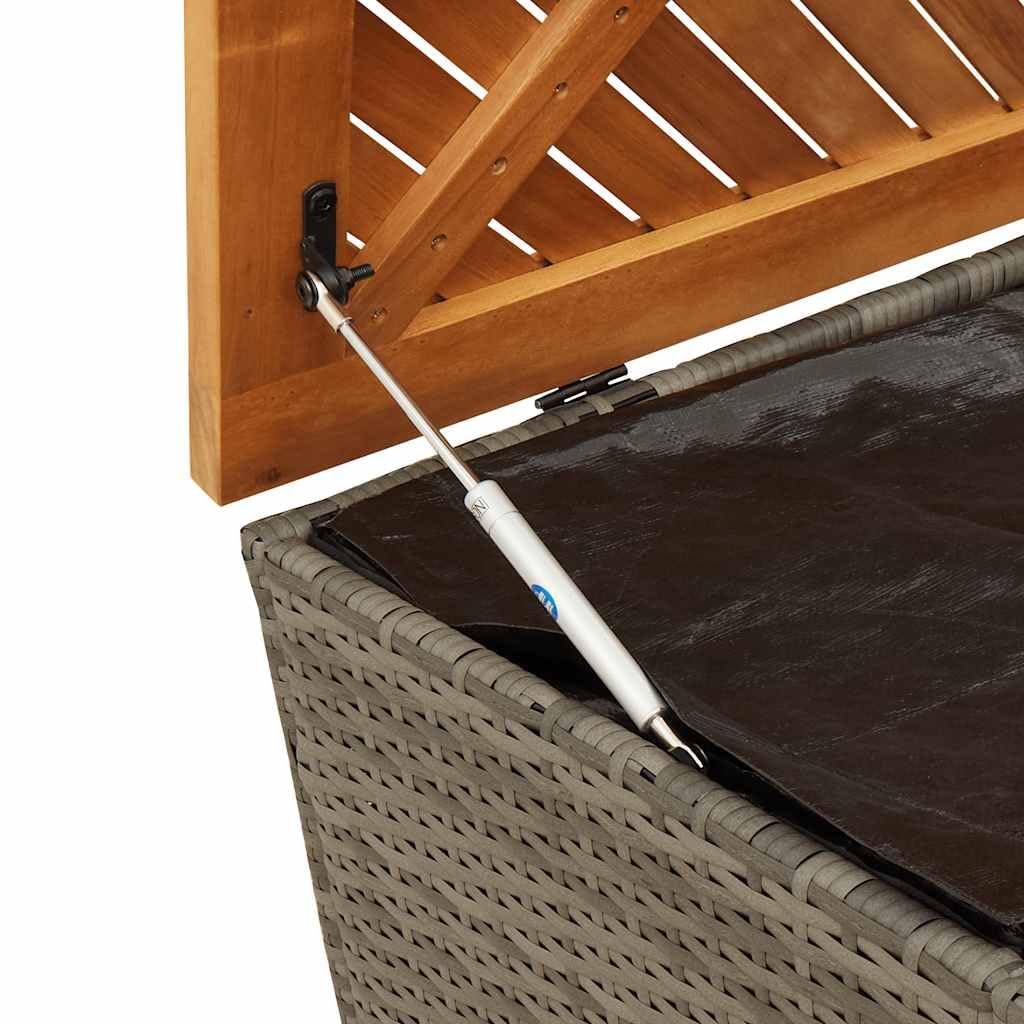 Générique Boîte de Rangement de Jardin Gris résine tressée Bois d'acacia,Meubles, Mobilier de Jardin, Coffres de Jardin, Gris (Poids 14.8KG)