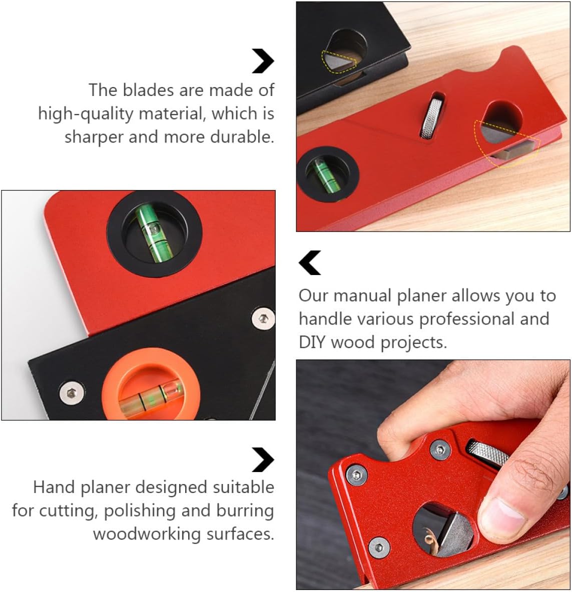 Vaguelly 45 Degree Manual Bevel Planer Hand Planing Tool for Woodworking Carpentry Chamfering Corner Trimming with Red Handle