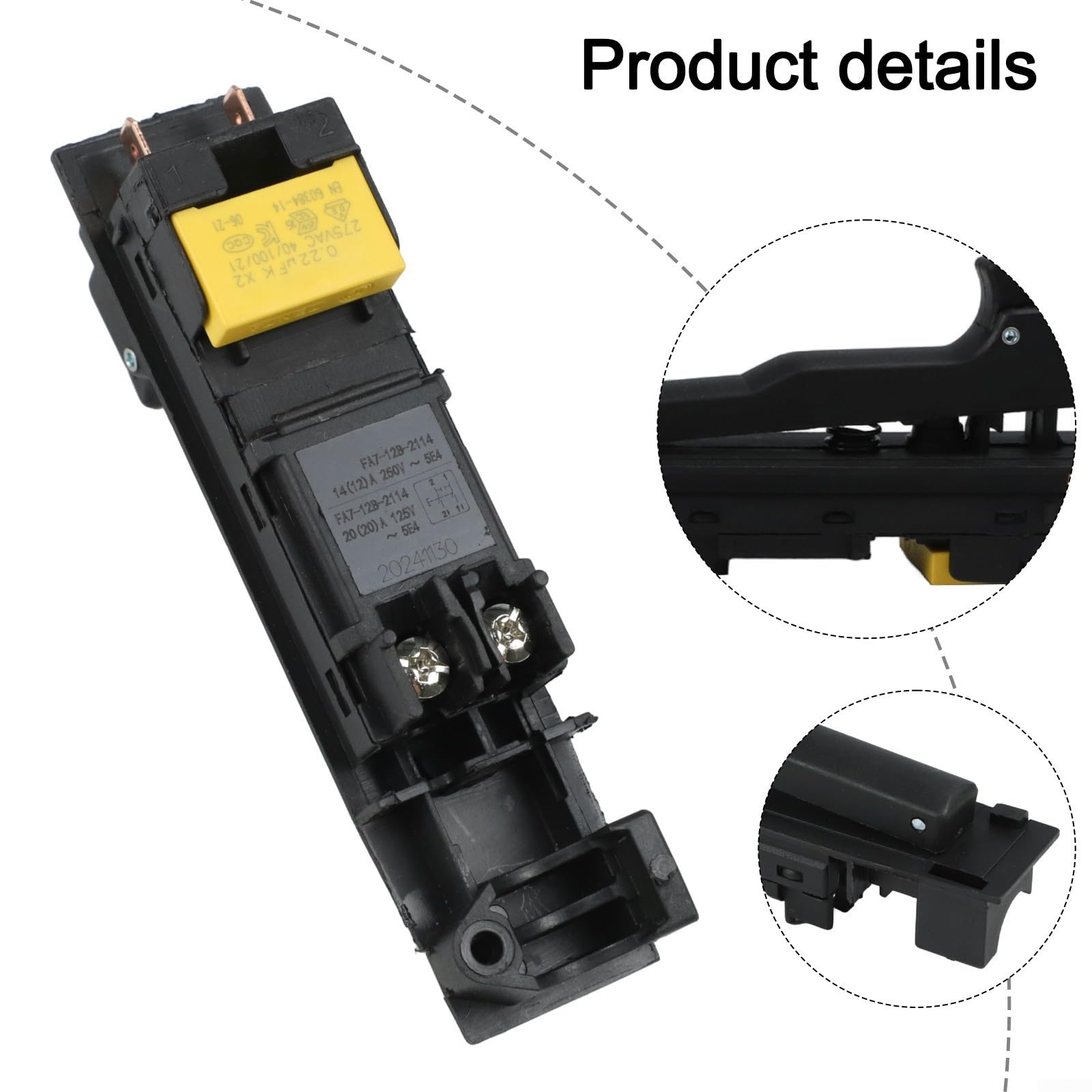 5 10 interruptores de gatillo para amoladora angular GA9030 GA9020 GA7030 GA7020 G18SE3 9069 9067 9059 9049 9047 9016B 9015B 180 mm pieza de repuesto de plástico C (10 piezas)