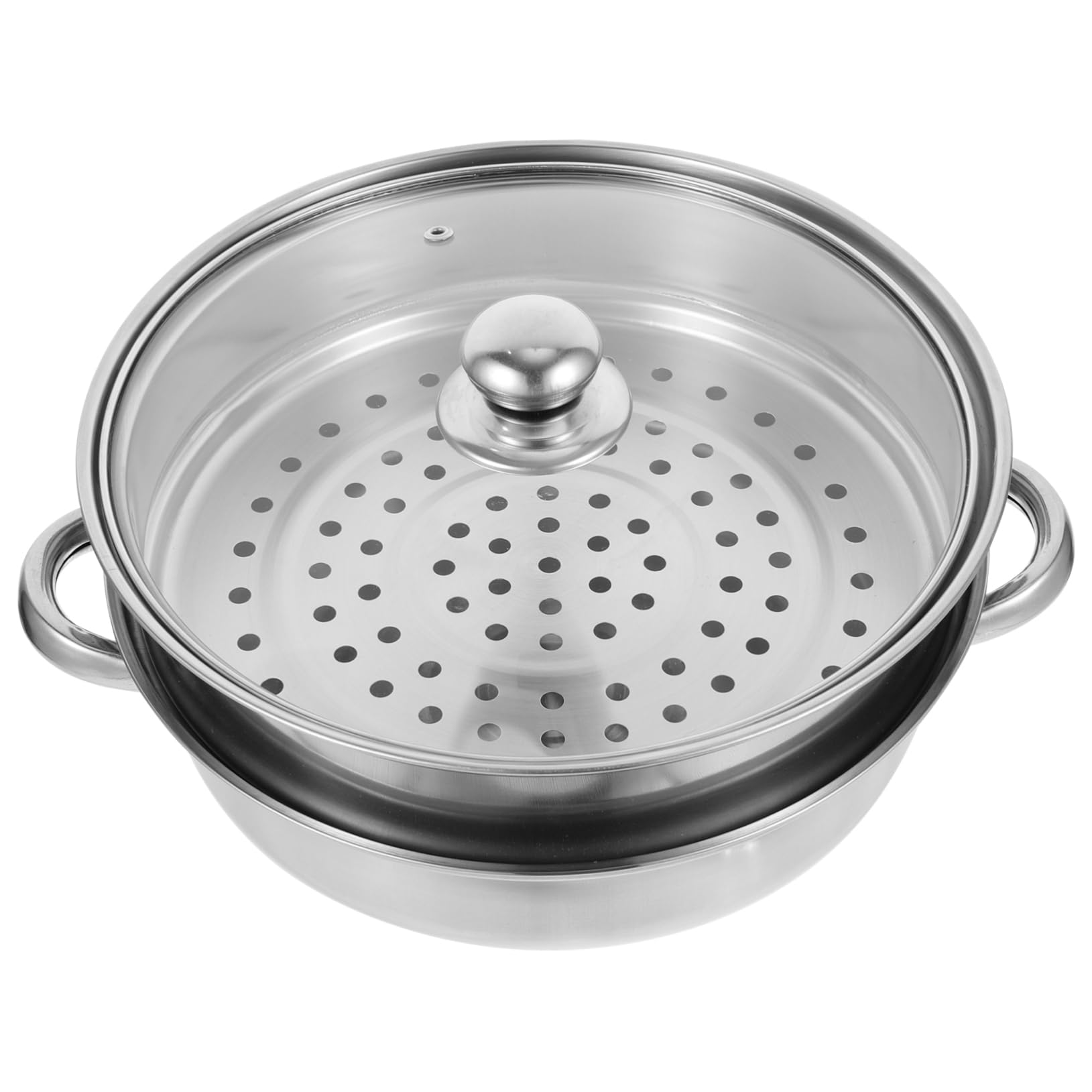 Olla de Vapor de Acero Inoxidable para Cocinar, Vaporera de 2 Capas, Fácil de Limpiar, Bordes Redondeados, Adecuado Cocina