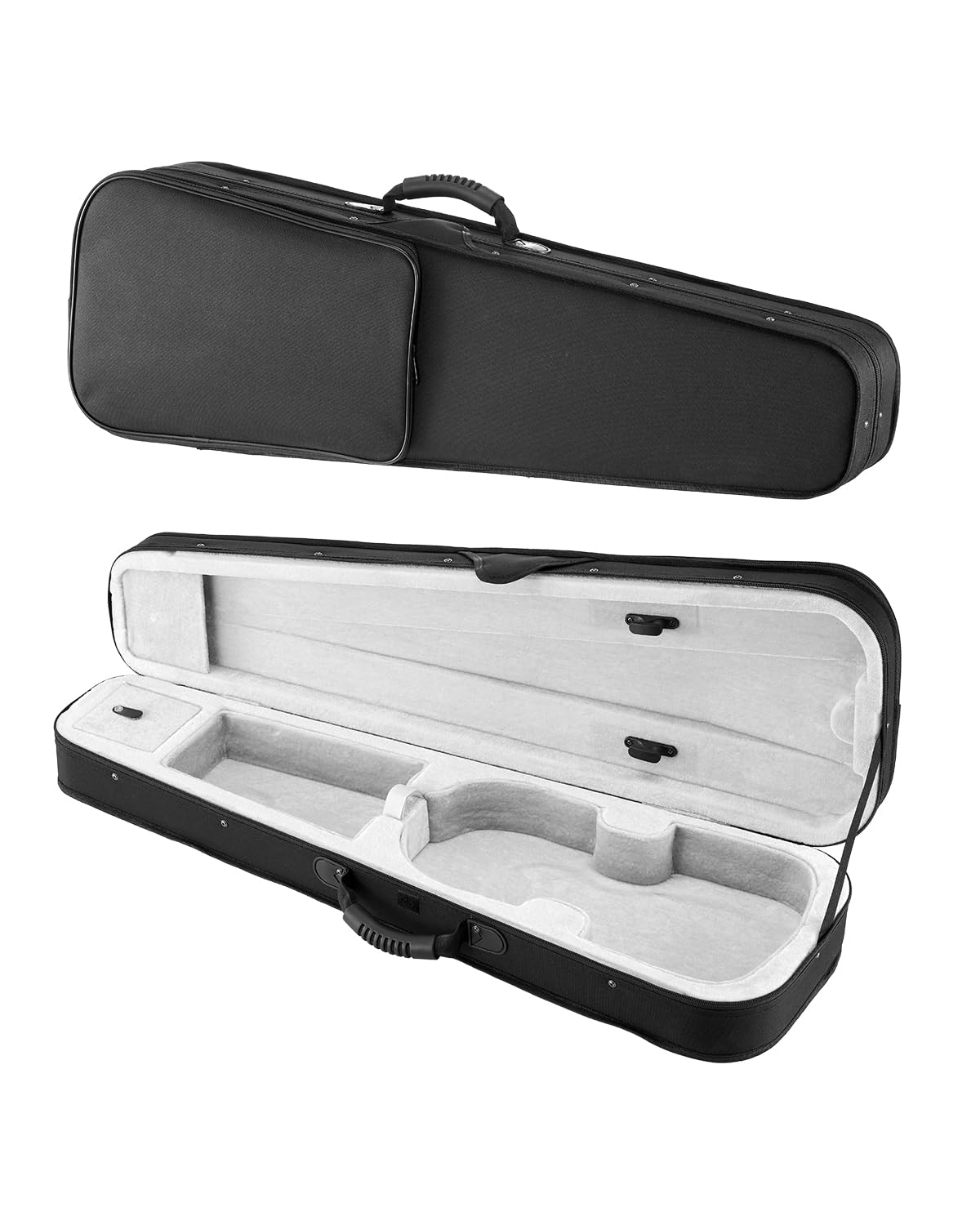 VEVOR Étui pour Violon 4/4, en Nylon, Léger et Portable, Doublure en Peluche, Double Bandoulière, Anti-Rayures, Forme Triangulaire Professionnelle, Transport Confortable à l'Épaule ou à la Main, Noir