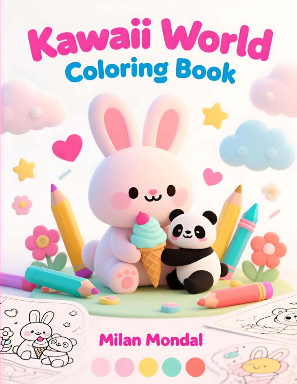Kawaii World Coloring Book: Super Cute Animals, Food & Fun Characters in Adorable Kawaii Style | Easy Coloring Book for Kids & Beginners