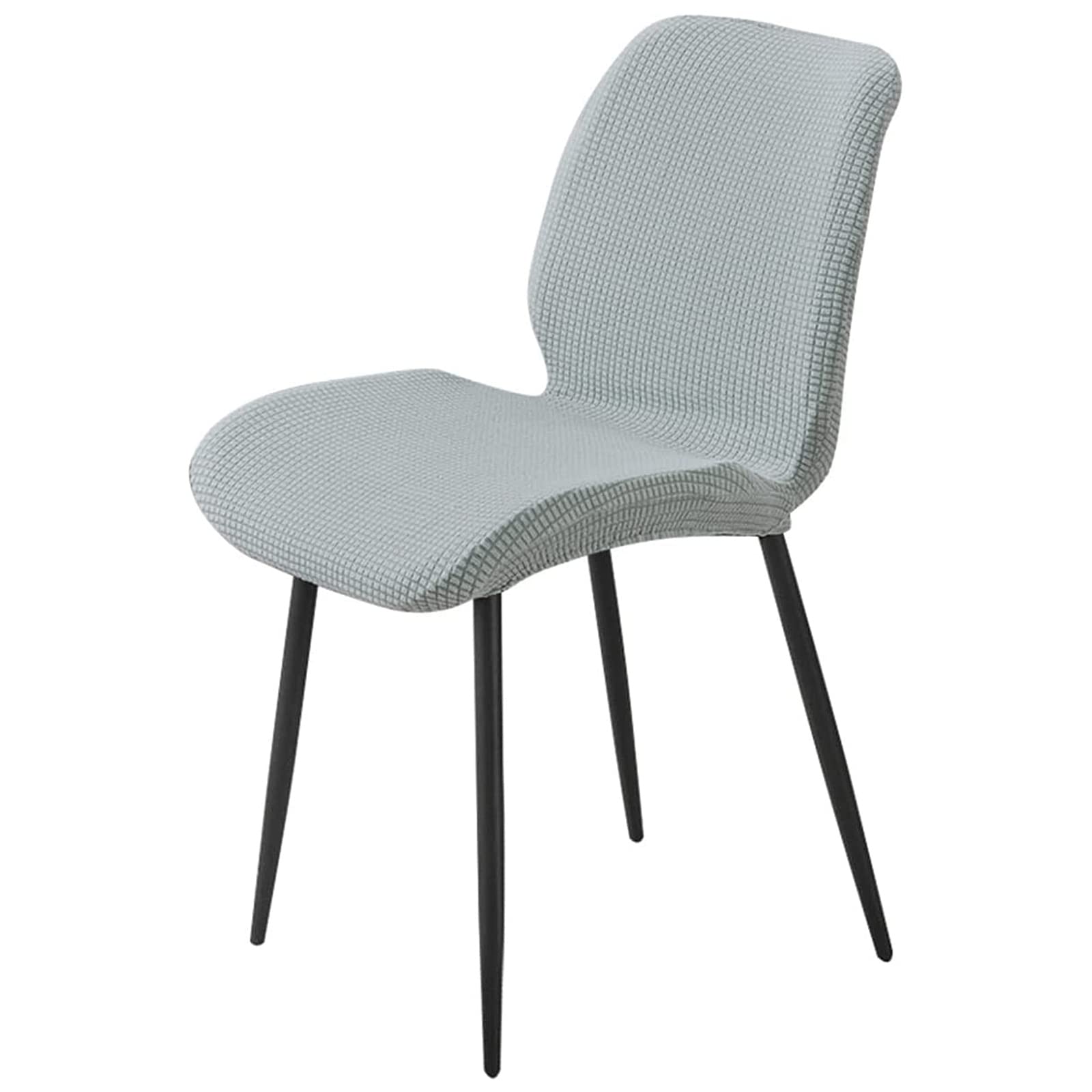 Fundas para sillas de Comedor, Fundas sin reposabrazos de Estilo Concha con Respaldo Curvo, Cubiertas elásticas para mobiliario de salón Moderno,Gris Claro,4 Piezas