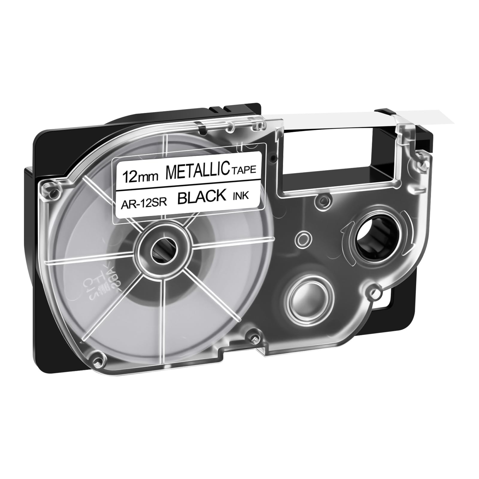 Paquete 20 Cinta Compatible Casio XR-12SR Negro sobre Plata 12 mm