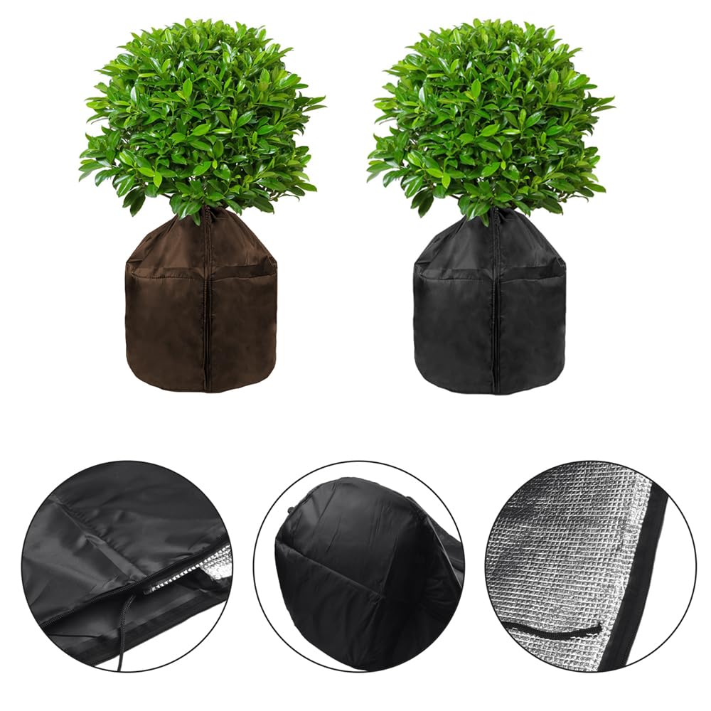 SagaSave Copertura per vasi per piante invernali, protezione antigelo, 65,6 x 69,5 cm, riutilizzabile, protezione per piante da giardino, per piccoli alberi e arbusti (1 pezzo, nero)